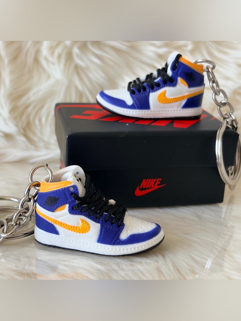 Nike Jordan 1 High University Blue White Yellow Mini Sneaker Keychains
